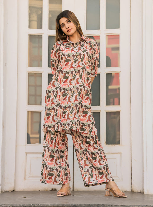 Cream Floral Printed Co-Ord Set
