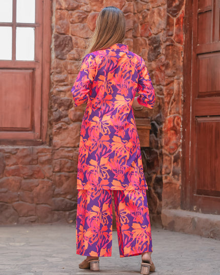 Purple Floral Printed Co-Ord Set