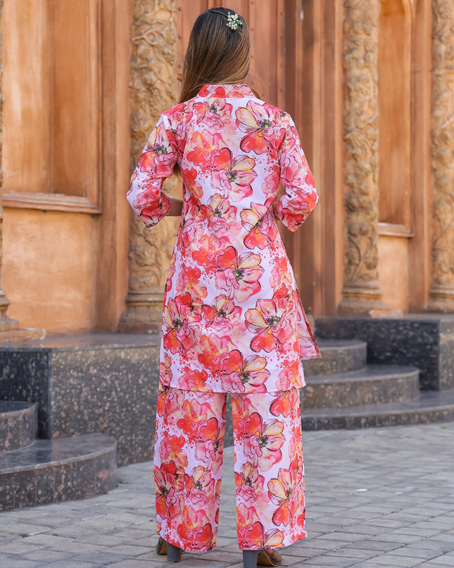 Red Floral Printed Co-Ord Set