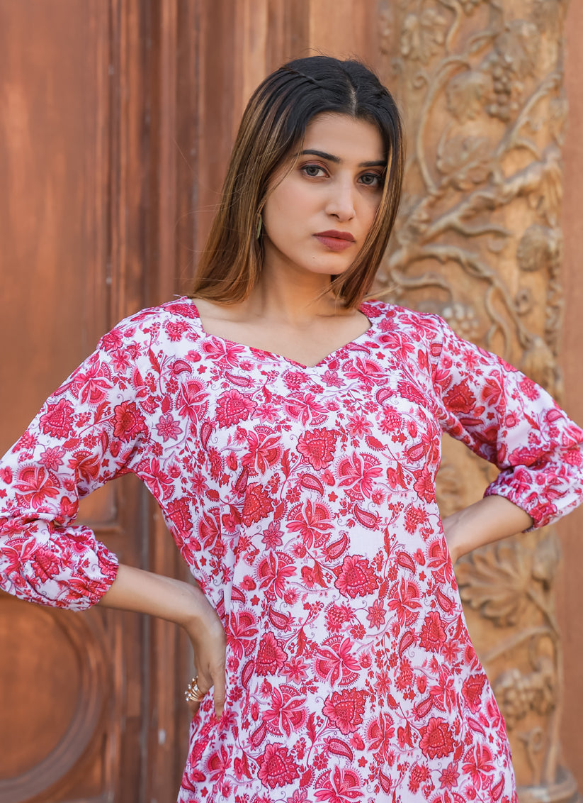 White Floral Printed Co-Ord Set