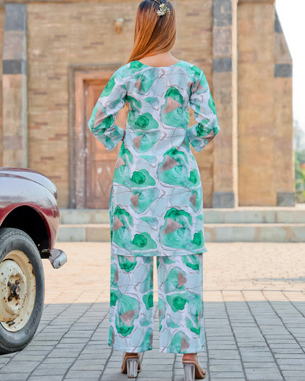 Mint Green Floral Printed Co-Ord Set