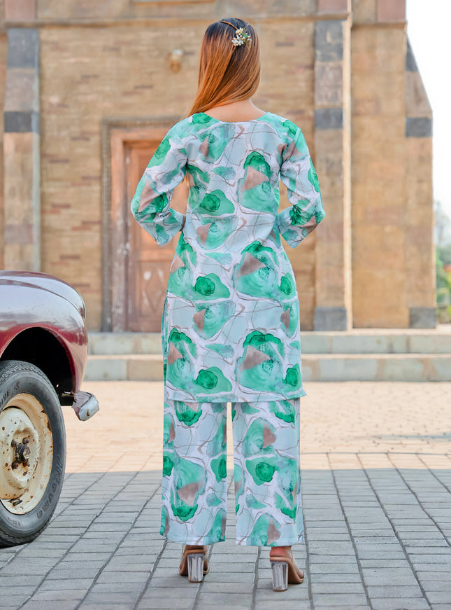 Mint Green Floral Printed Co-Ord Set