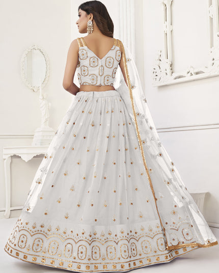 Pearl White Net Embroidered Lehenga Choli