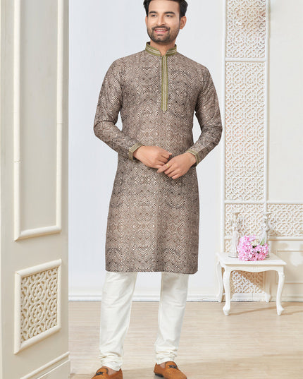Olive Green Cotton Kurta Pyjama Set