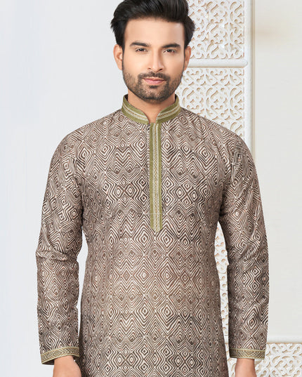 Olive Green Cotton Kurta Pyjama Set