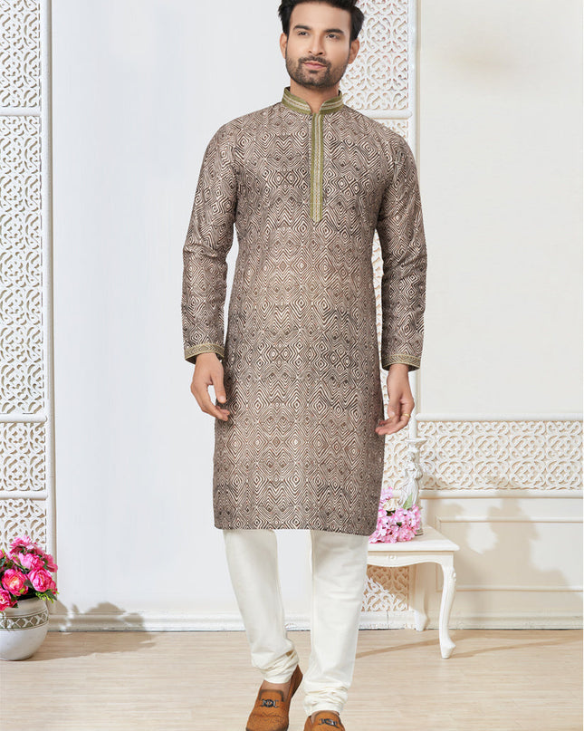 Olive Green Cotton Kurta Pyjama Set