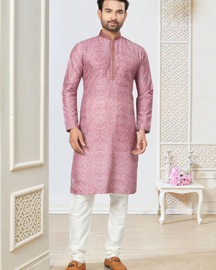 Pink Cotton Kurta Pyjama Set