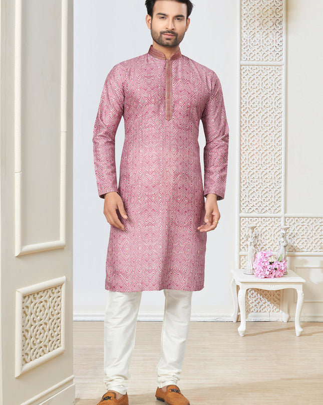 Pink Cotton Kurta Pyjama Set