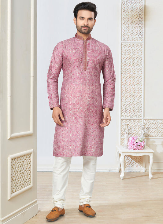 Pink Cotton Kurta Pyjama Set