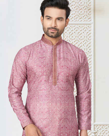 Pink Cotton Kurta Pyjama Set