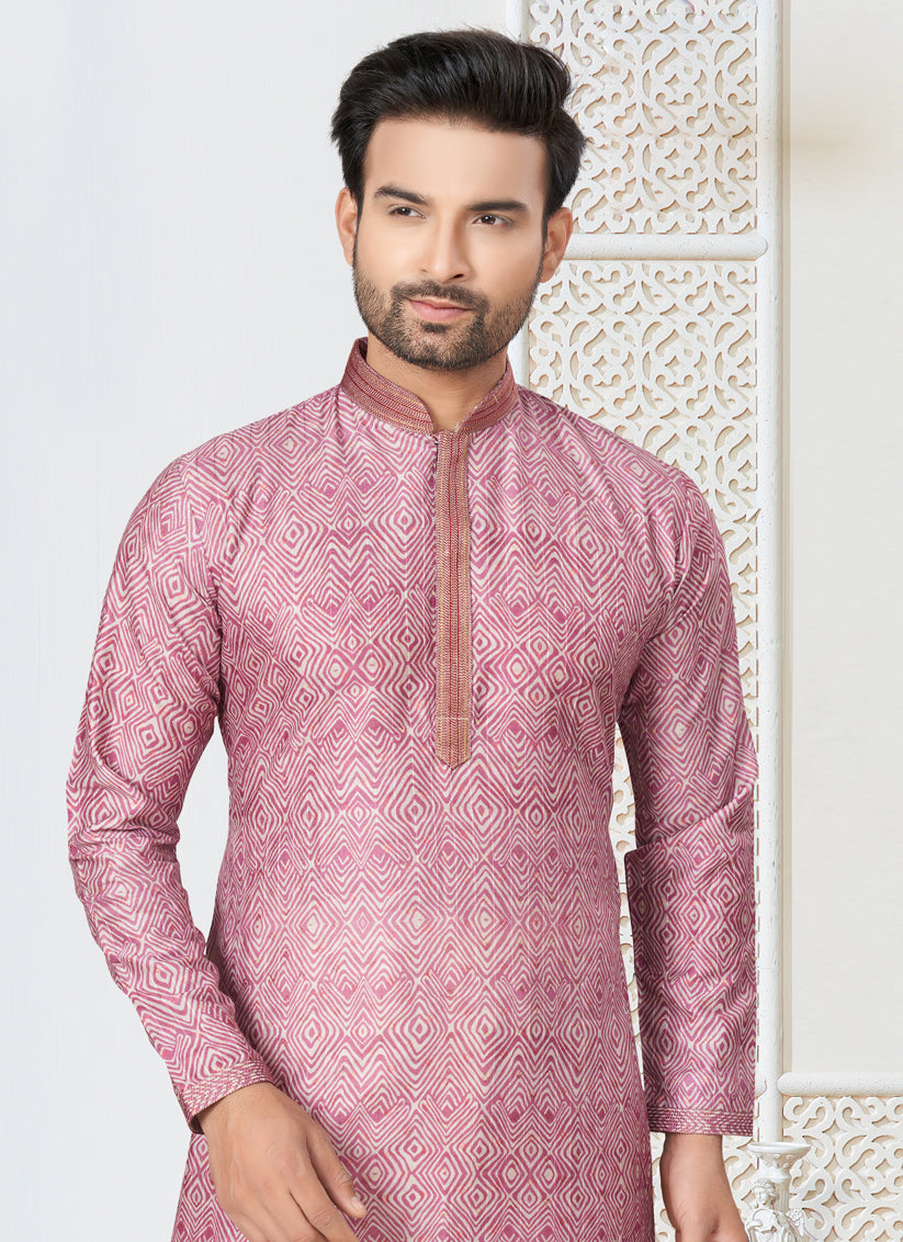 Pink Cotton Kurta Pyjama Set