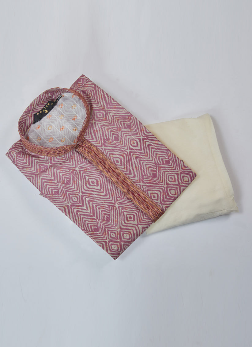 Pink Cotton Kurta Pyjama Set