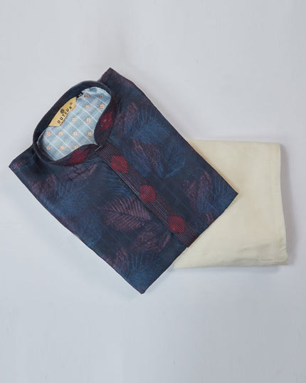 Navy Blue Cotton Kurta Pyjama Set