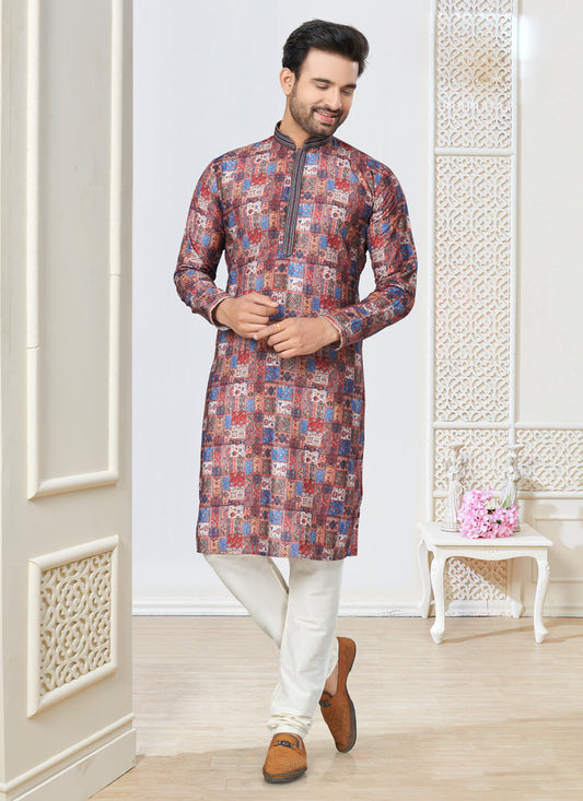 Multicolor Cotton Kurta Pyjama Set