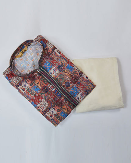 Multicolor Cotton Kurta Pyjama Set