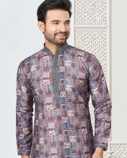 Grey Cotton Kurta Pyjama Set