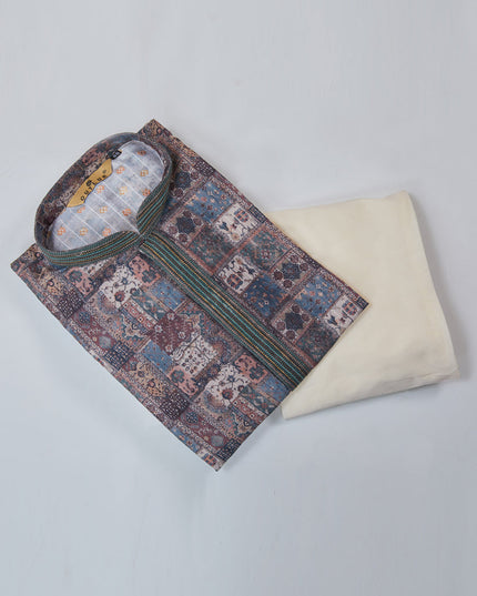 Grey Cotton Kurta Pyjama Set