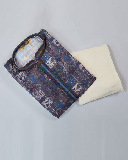 Grey Cotton Kurta Pyjama Set