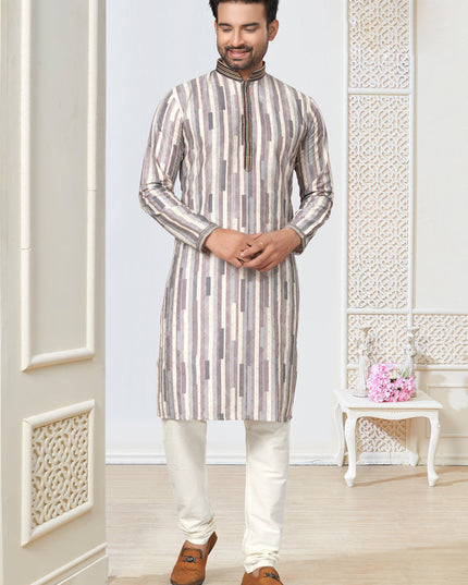Off White Cotton Kurta Pyjama Set