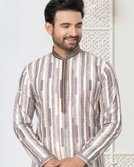 Off White Cotton Kurta Pyjama Set