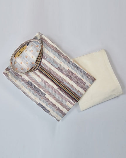 Off White Cotton Kurta Pyjama Set