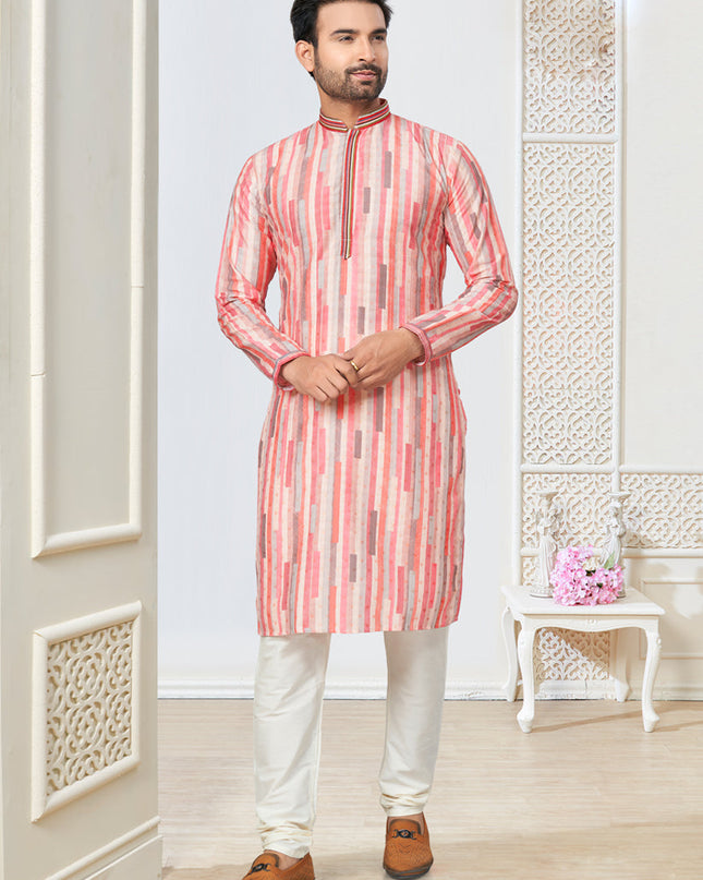 Off White Cotton Kurta Pyjama Set