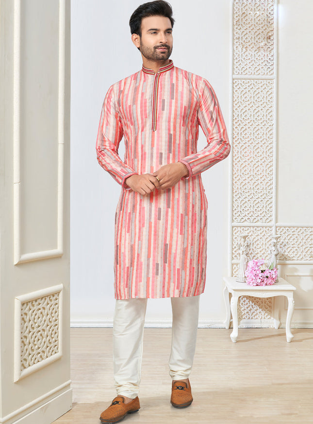 Off White Cotton Kurta Pyjama Set