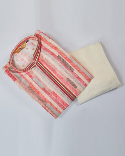 Off White Cotton Kurta Pyjama Set