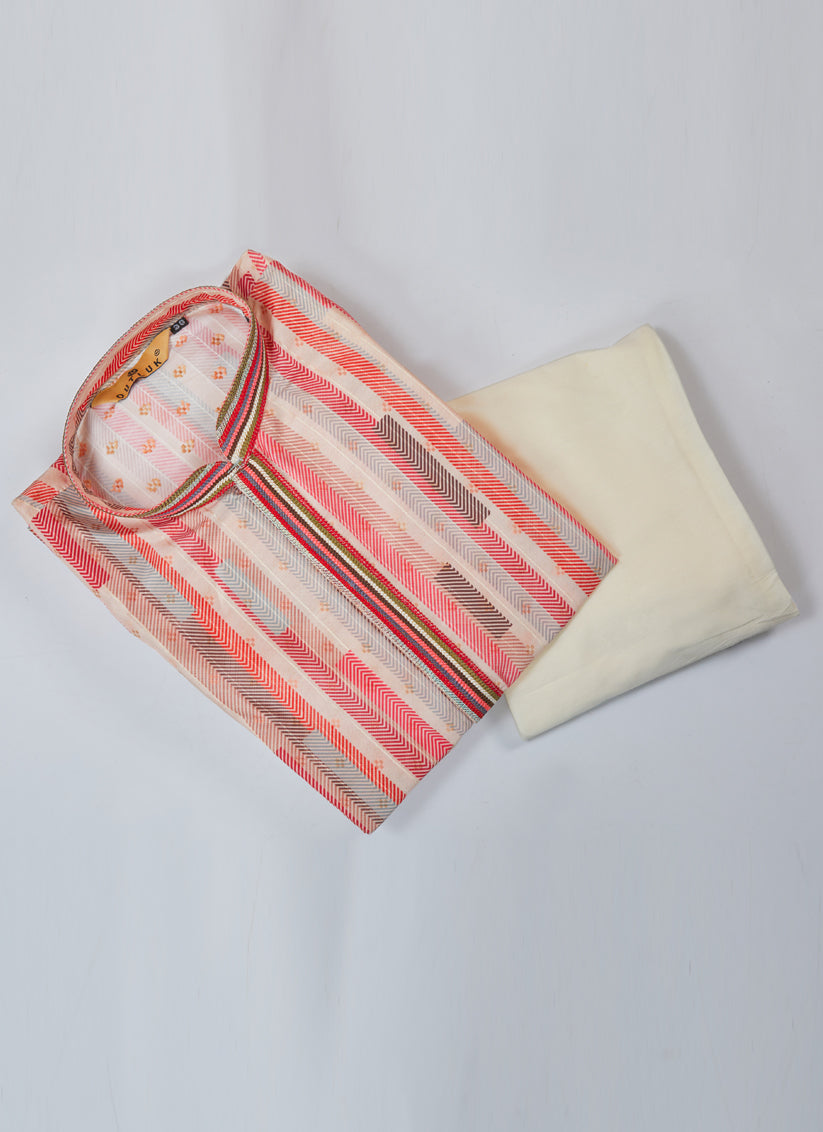 Off White Cotton Kurta Pyjama Set