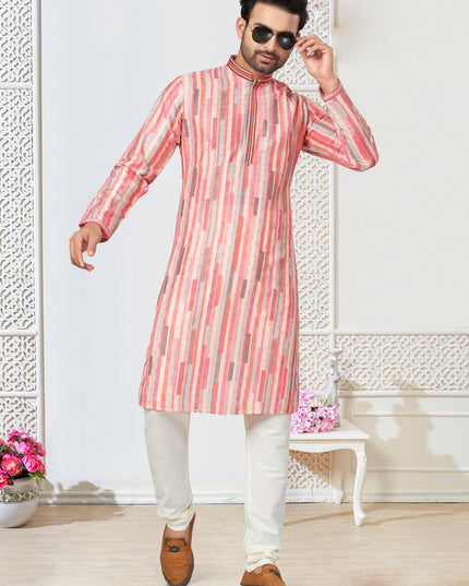 Off White Cotton Kurta Pyjama Set