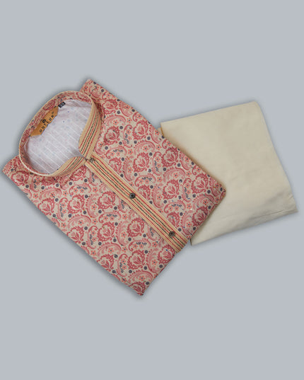 Coral Pink Cotton Kurta Pyjama Set