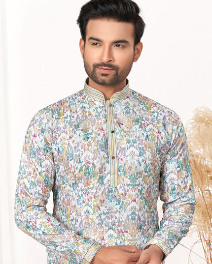 White Cotton Kurta Pyjama Set