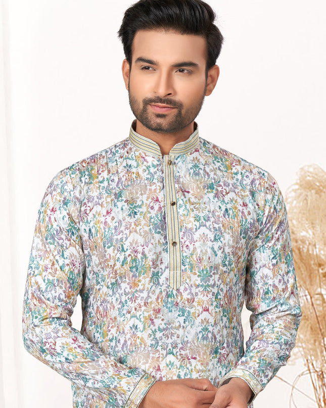 White Cotton Kurta Pyjama Set