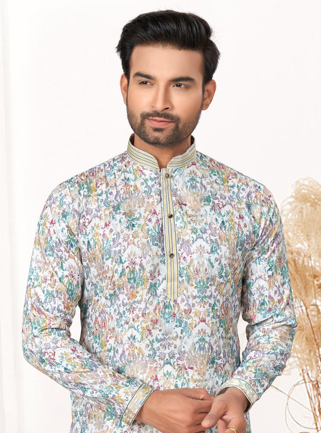 White Cotton Kurta Pyjama Set