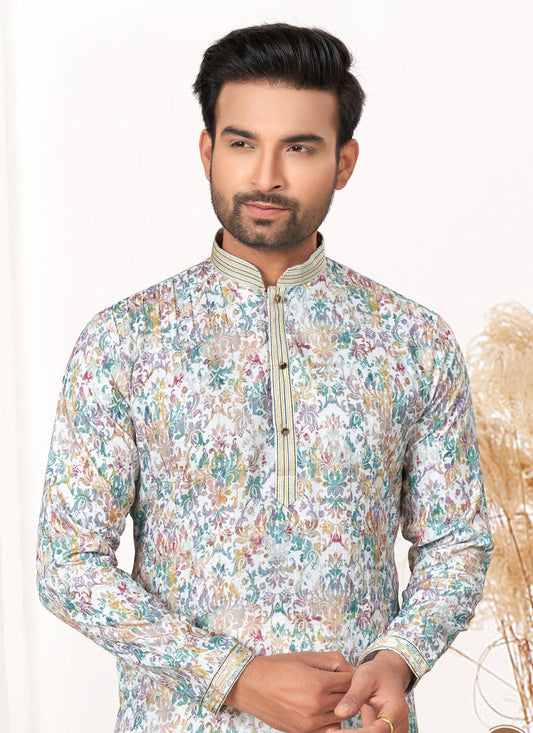 White Cotton Kurta Pyjama Set