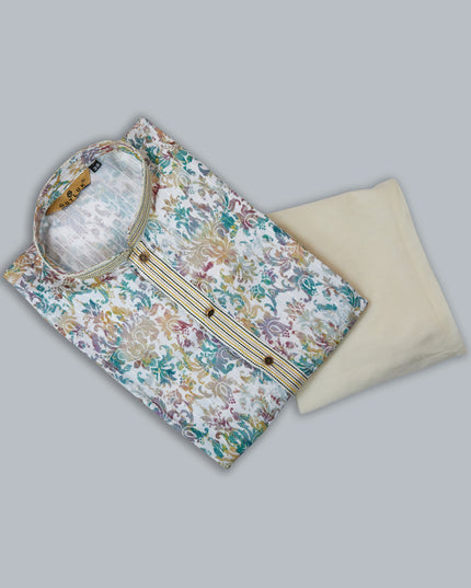 White Cotton Kurta Pyjama Set