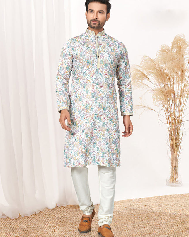 White Cotton Kurta Pyjama Set