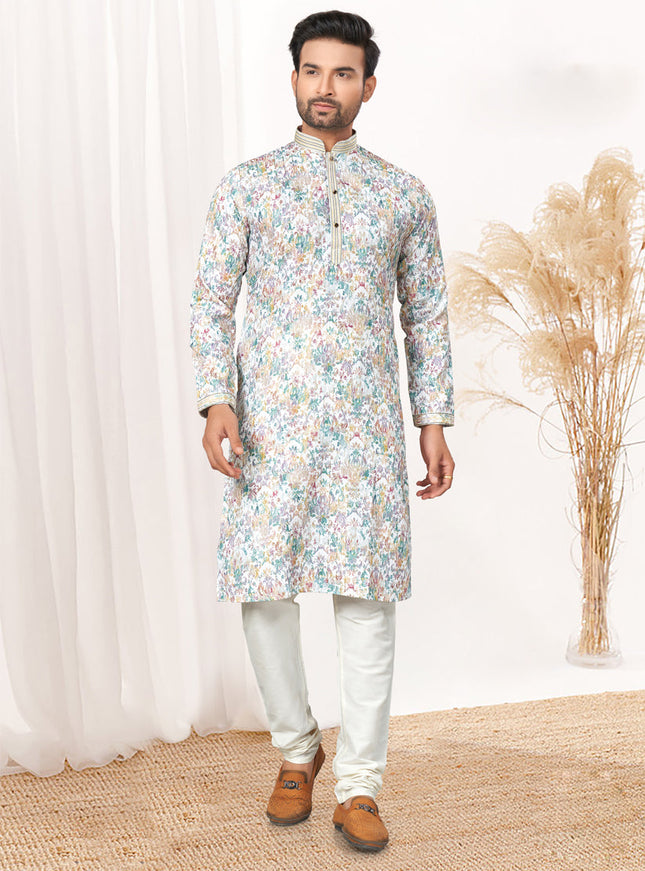 White Cotton Kurta Pyjama Set