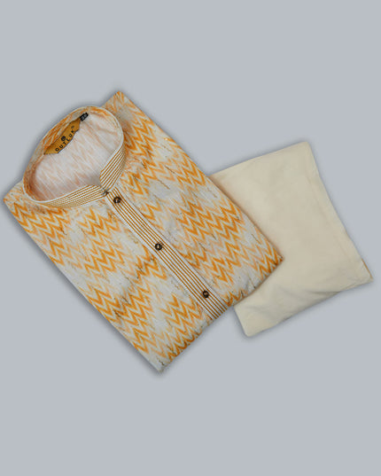 Cream Cotton Kurta Pyjama Set