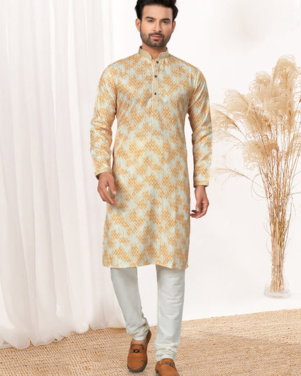 Cream Cotton Kurta Pyjama Set