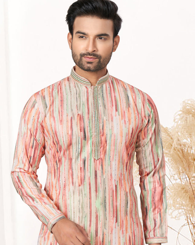 Off White Cotton Kurta Pyjama Set