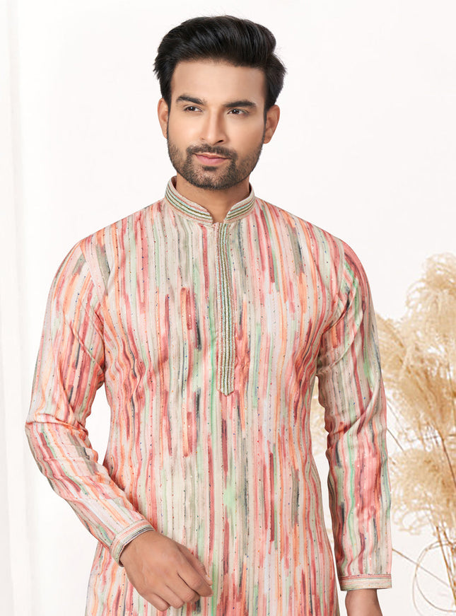 Off White Cotton Kurta Pyjama Set