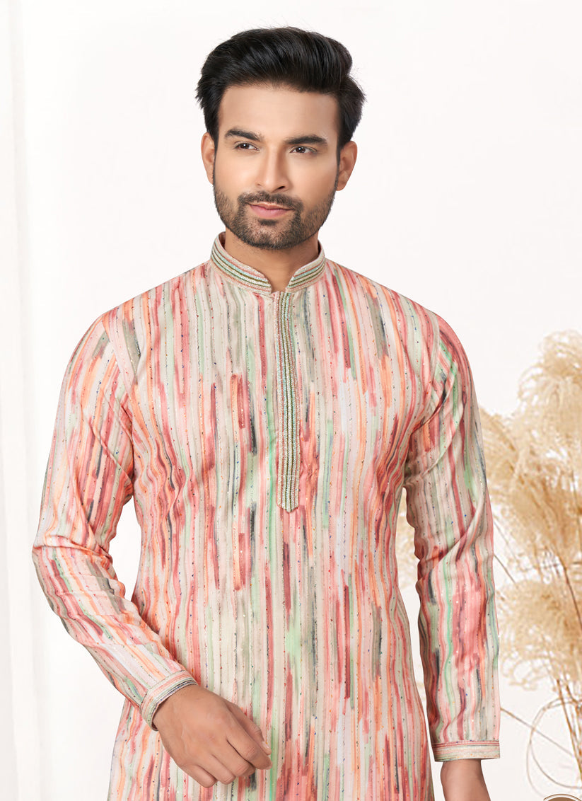 Off White Cotton Kurta Pyjama Set