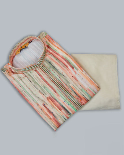 Off White Cotton Kurta Pyjama Set