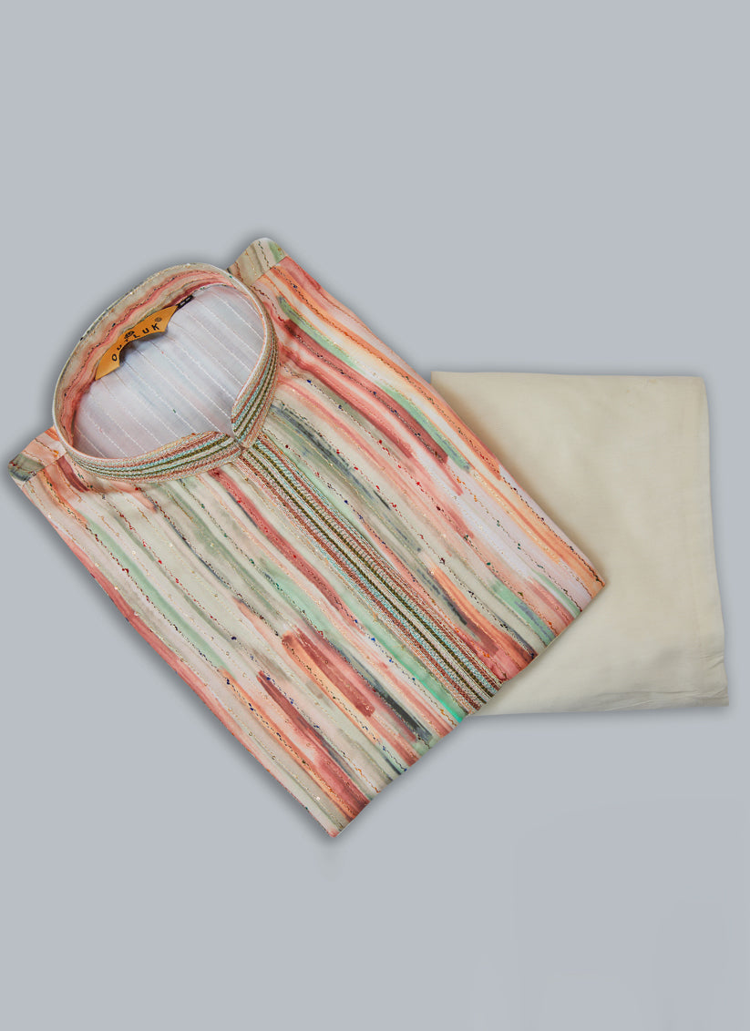 Off White Cotton Kurta Pyjama Set