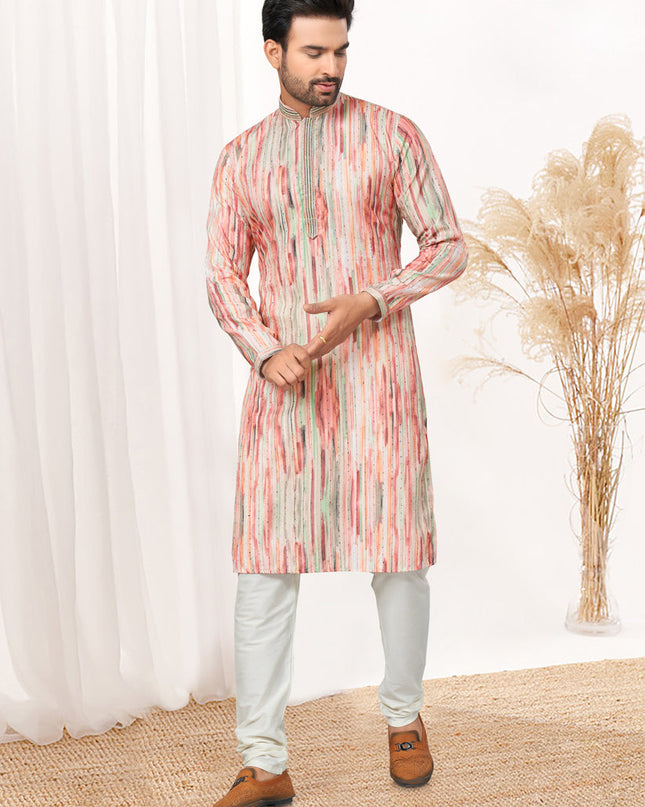 Off White Cotton Kurta Pyjama Set
