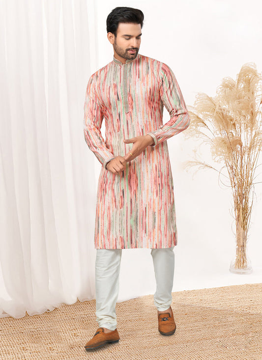 Off White Cotton Kurta Pyjama Set