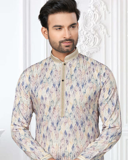 Cream Cotton Digital Printed Kurta Set