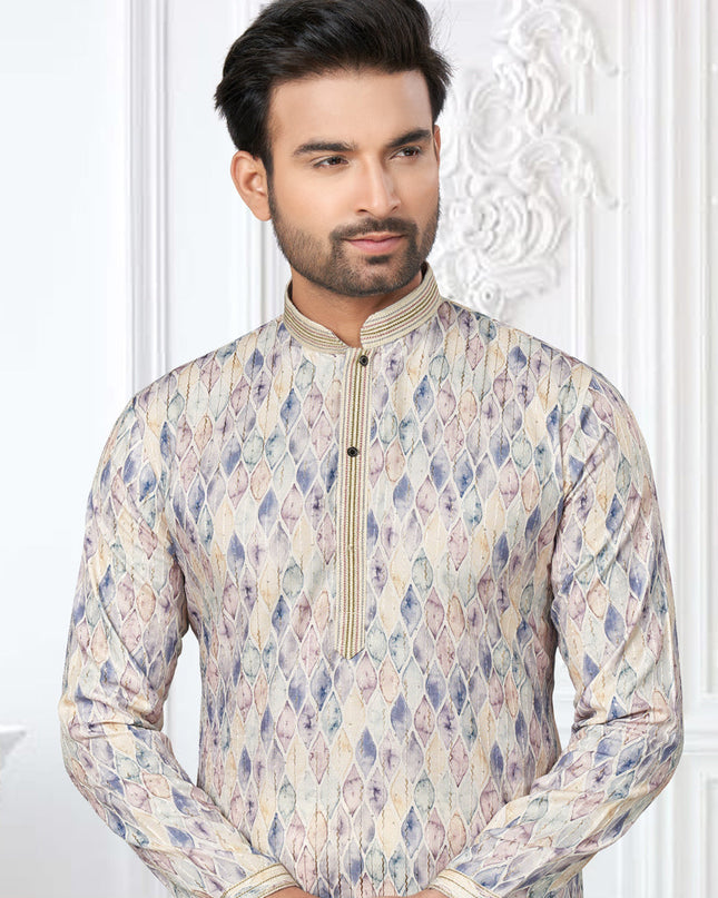Cream Cotton Digital Printed Kurta Set