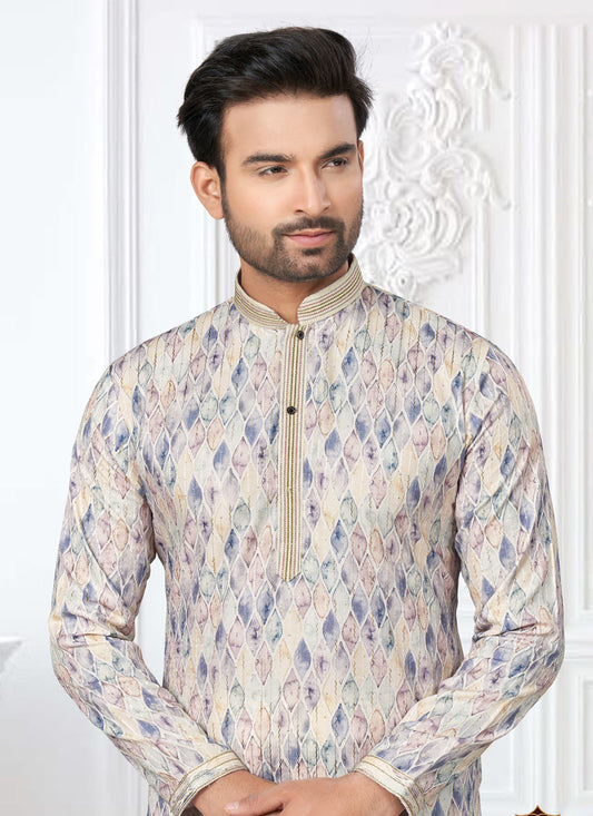 Cream Cotton Digital Printed Kurta Set